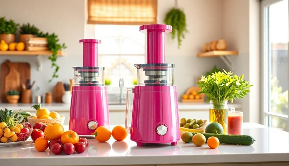 colorful pink juicer machines