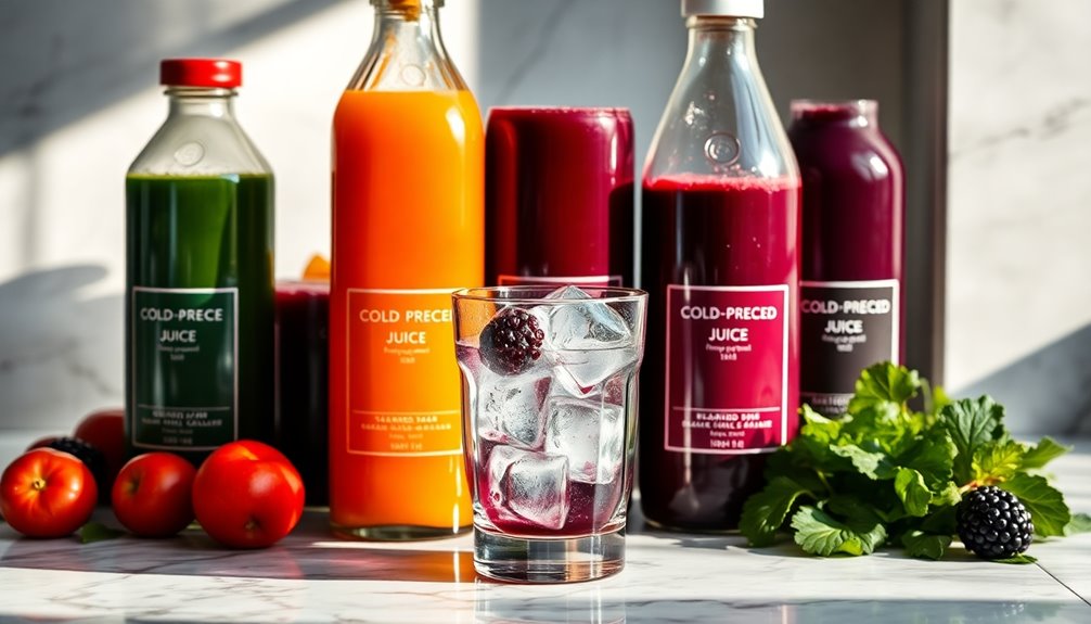 fresh nutritious cold pressed juices