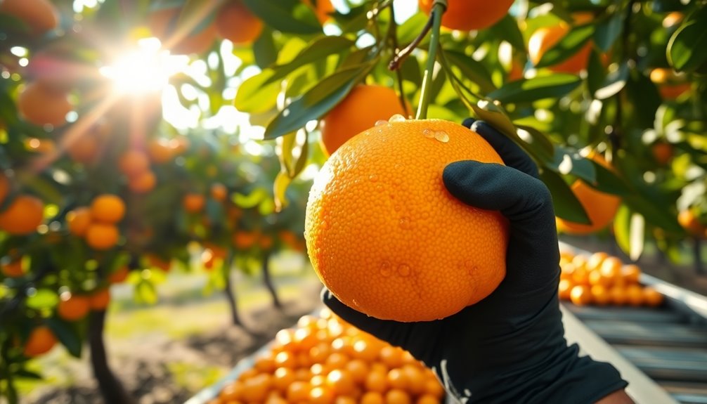 harvesting oranges for juicing
