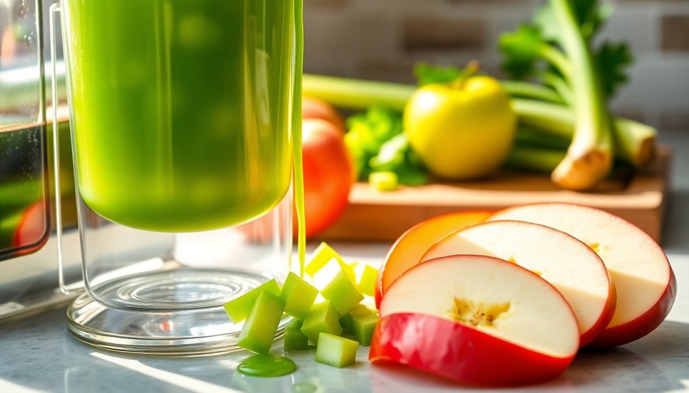 juicing apples and celery