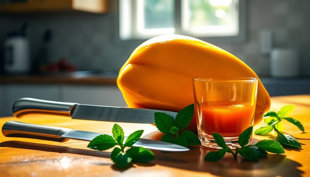 juicing fresh papaya fruit