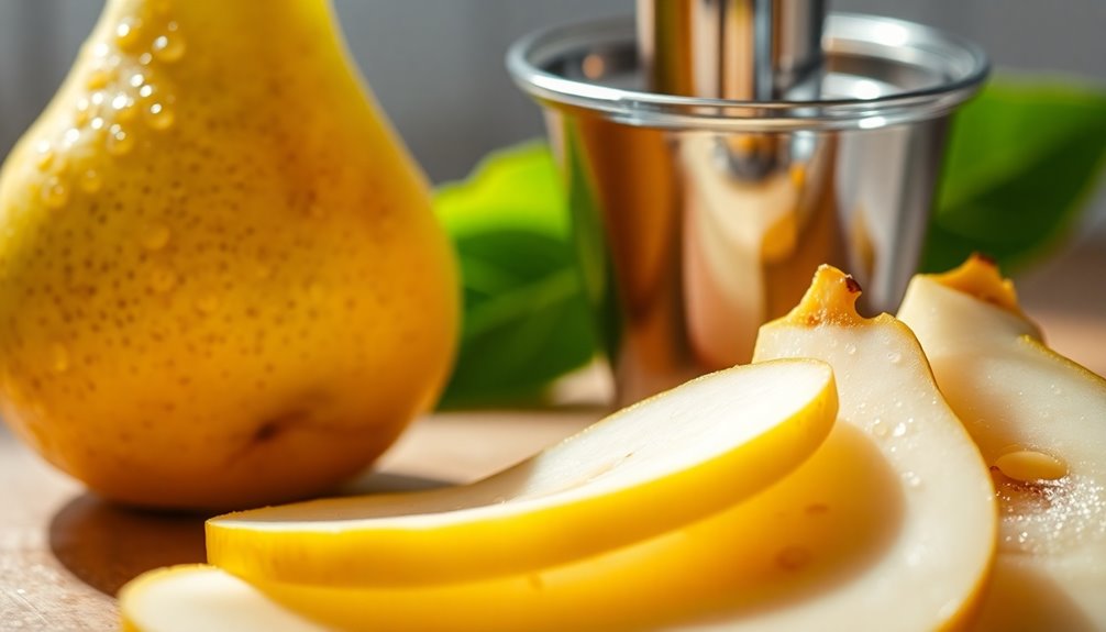 juicing fresh ripe pears