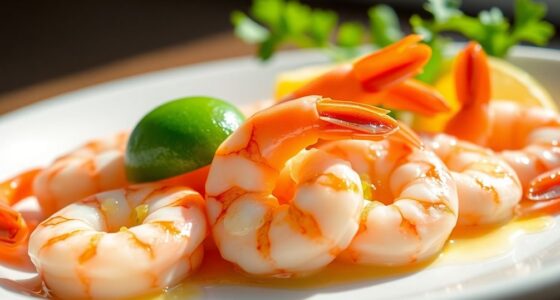 lime juice denatures shrimp proteins