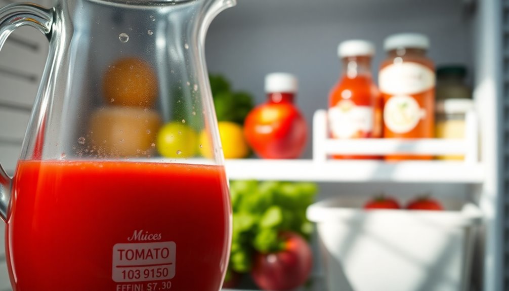 tomato juice fridge shelf life