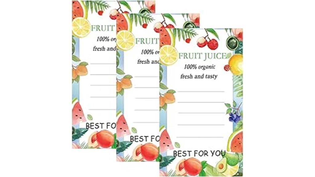 300 plastic juice labels