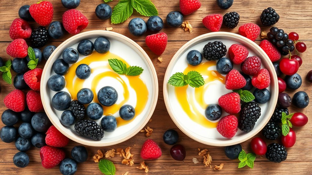 berry topped crunchy breakfast bowls