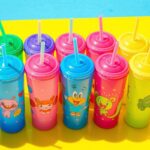 colorful kids juice cups