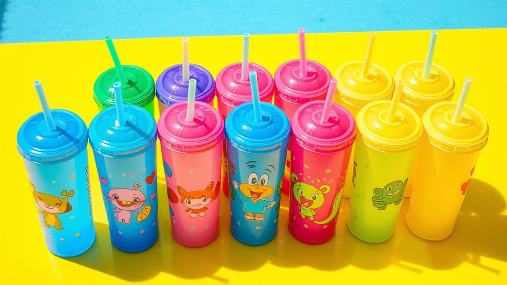 colorful kids juice cups