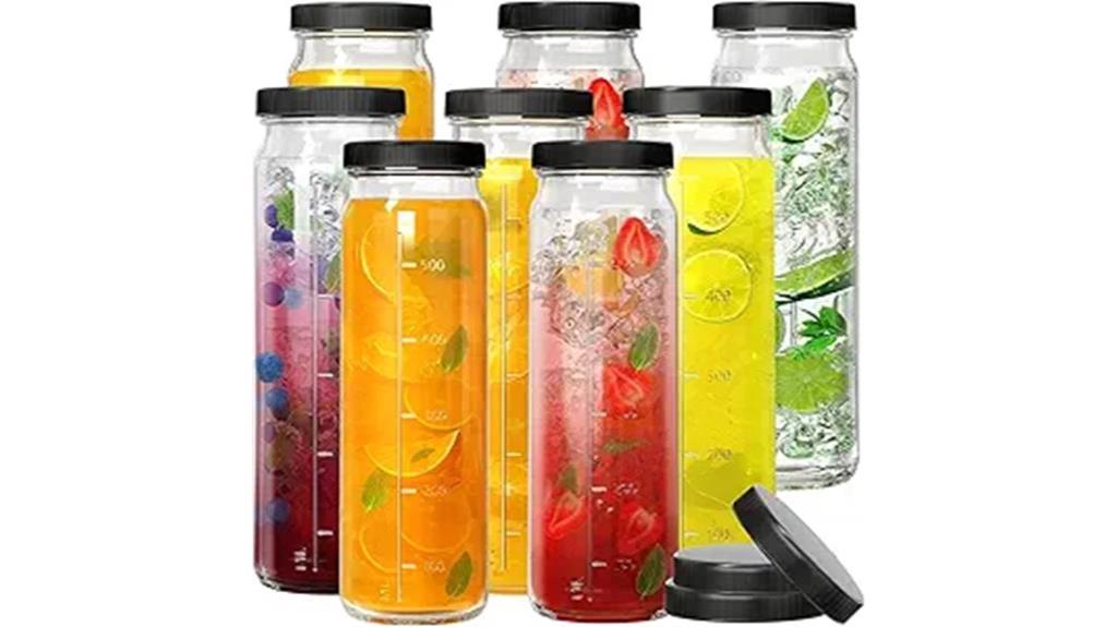 eight 20oz glass bottles