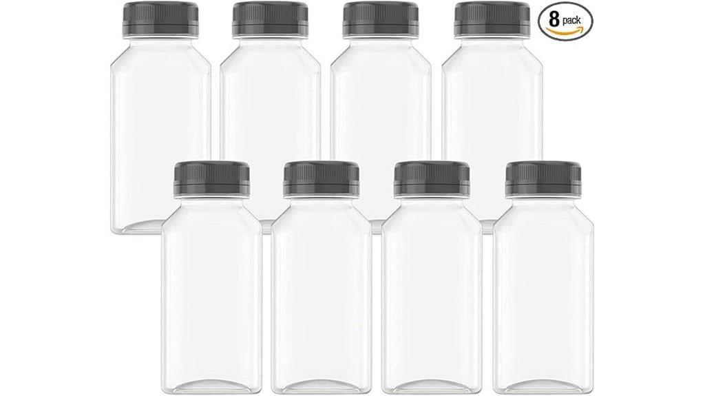eight ounce plastic juice bottles