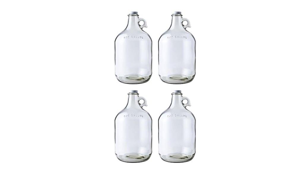 four 1 gallon glass jugs