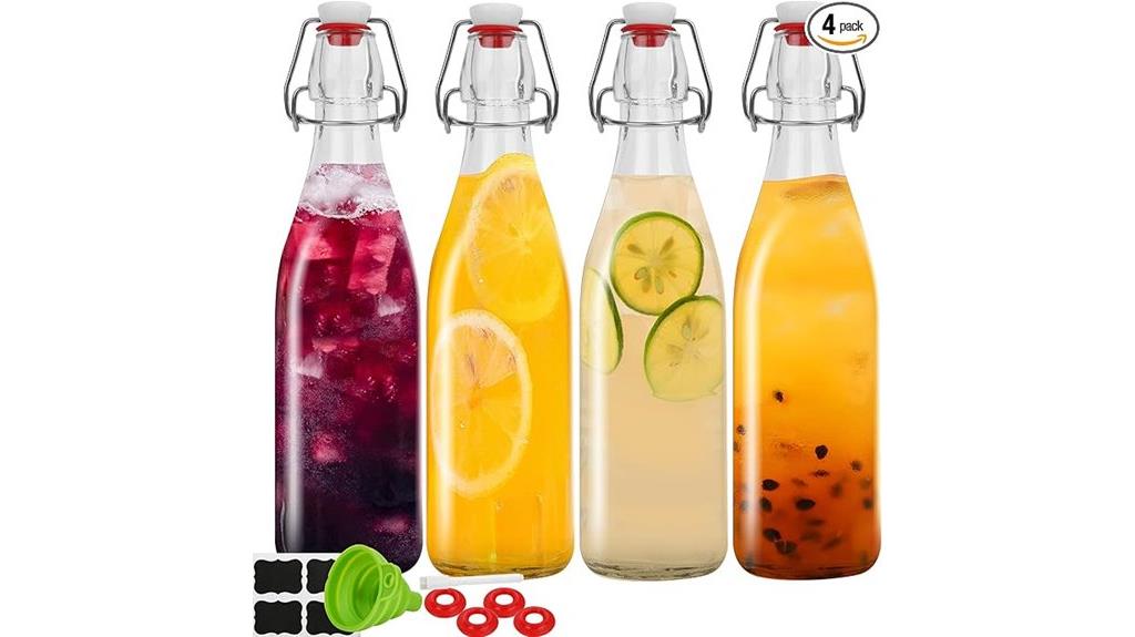 four 32oz swing top bottles