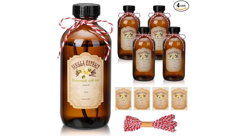 four 8 oz vanilla bottles
