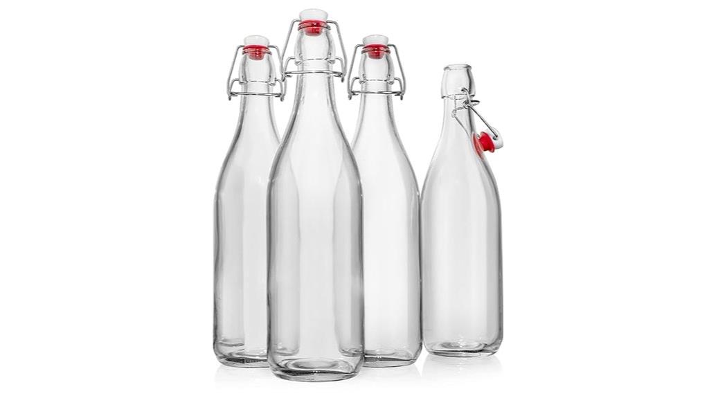 four bottles with stoppers