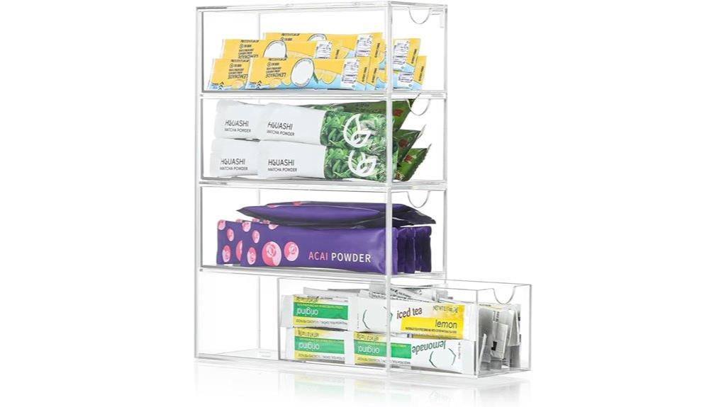 four drawer clear drink organizer