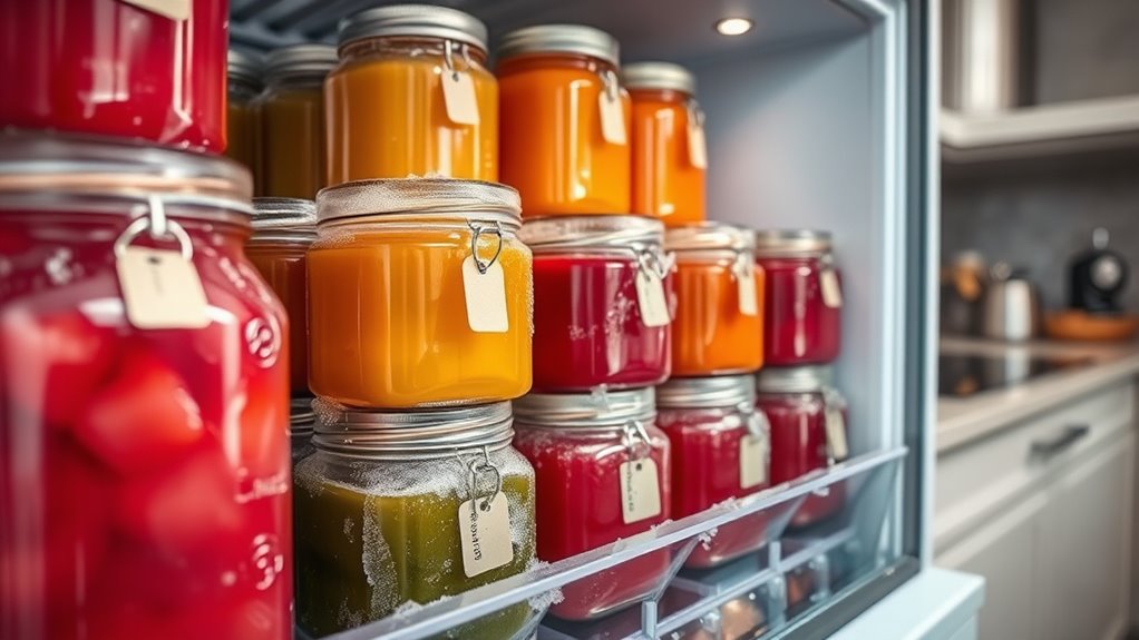 freeze juice in airtight containers