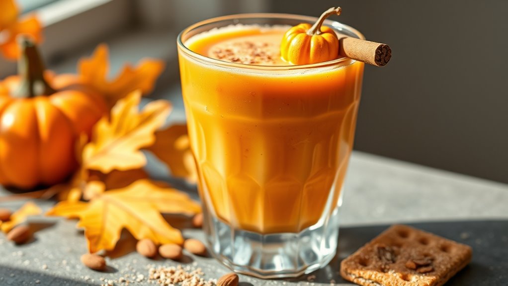 garnished pumpkin spice almond juice