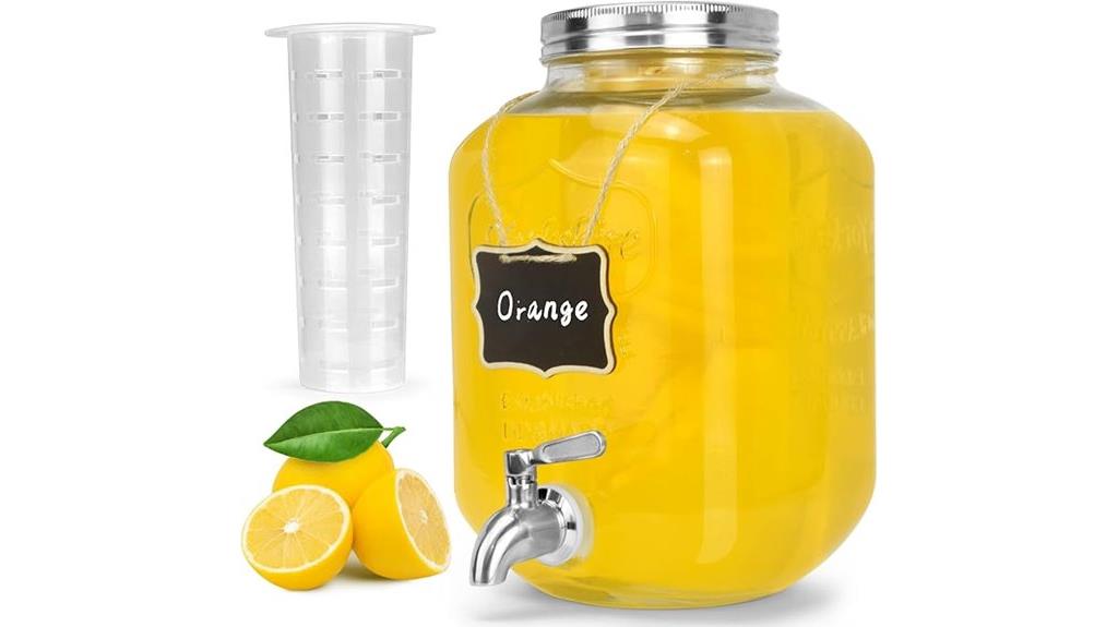 glass beverage dispenser with stainless steel spigot