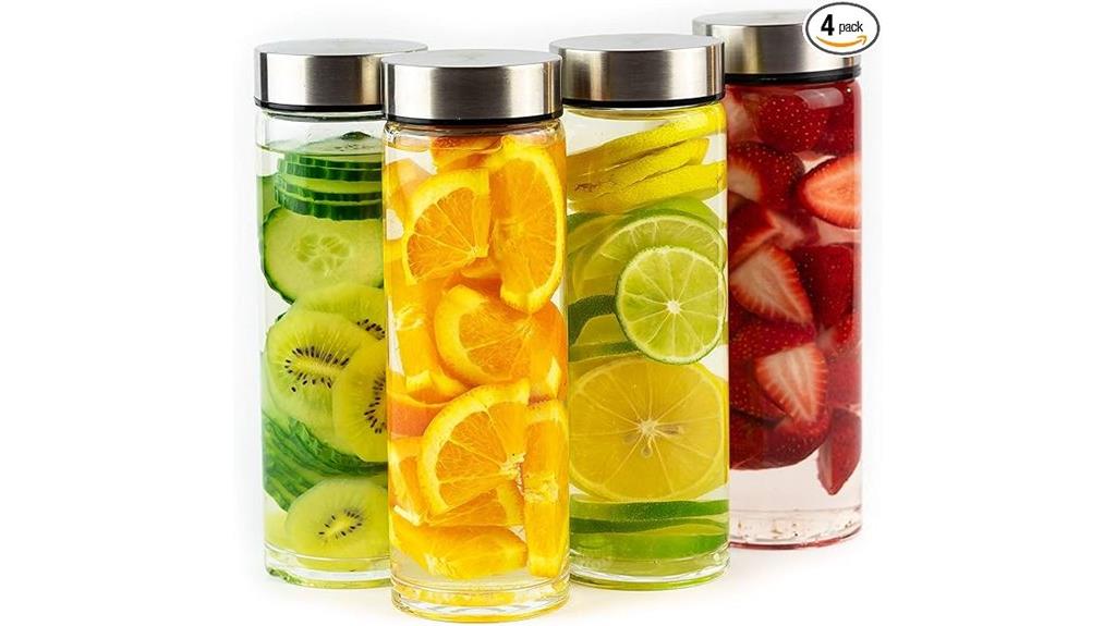 glass juice bottles four pack