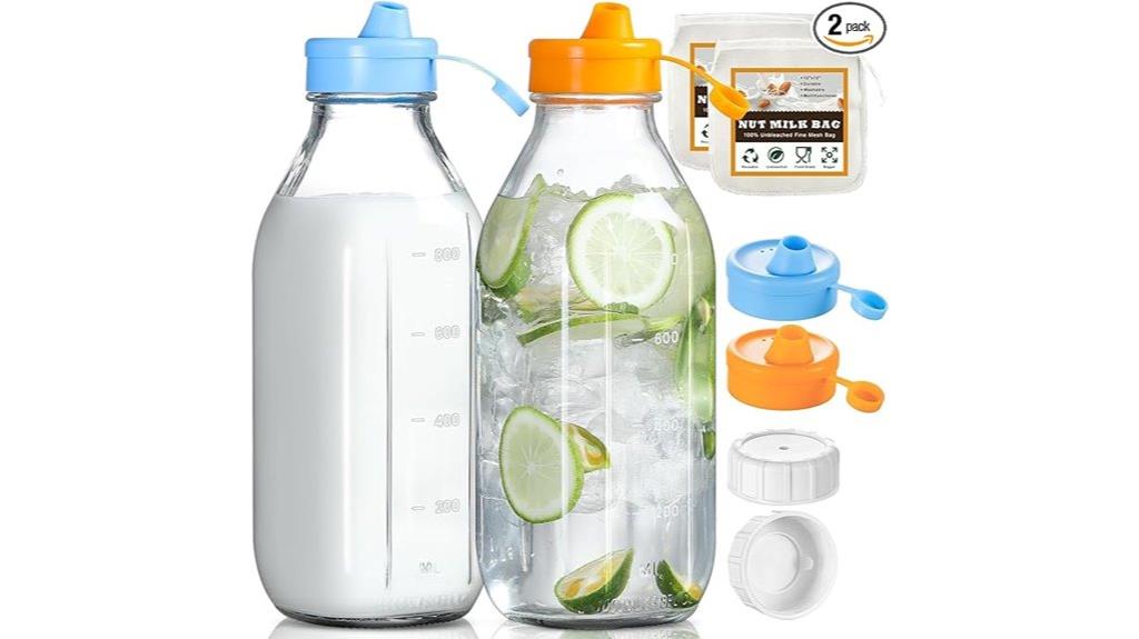 glass milk bottles set
