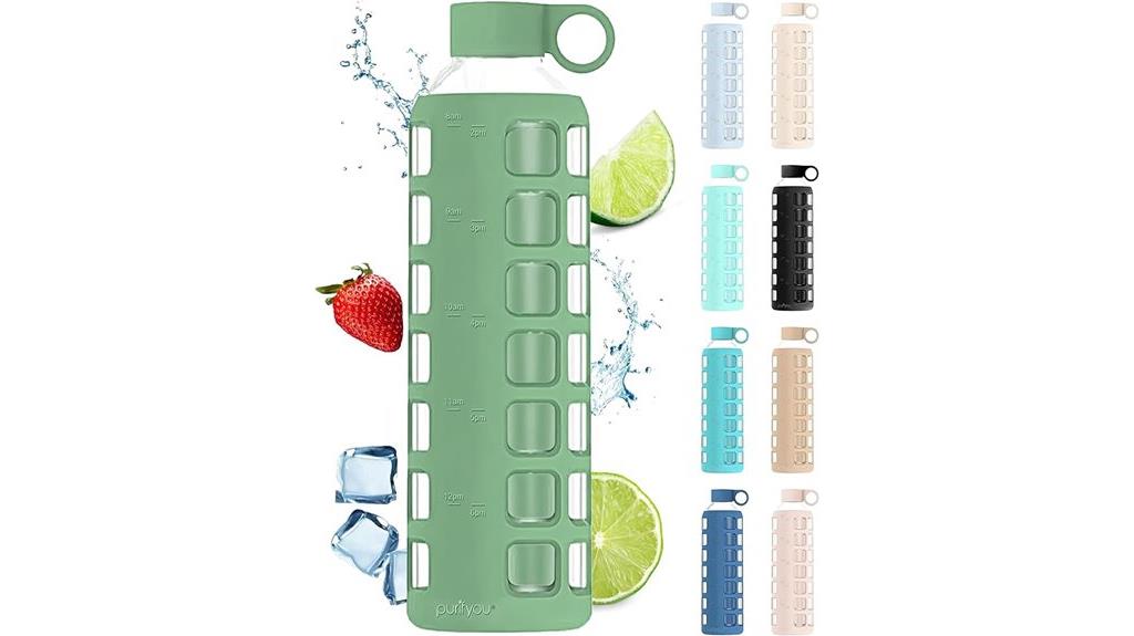 glass water bottles with markings