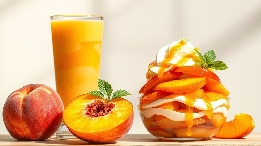 layered peach yogurt parfait