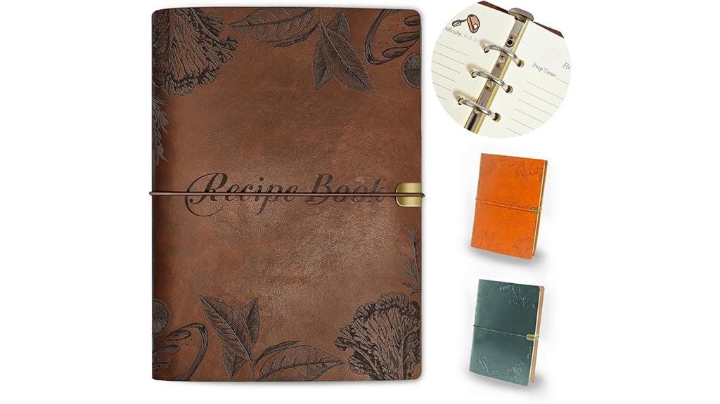 leather recipe journal holds 150