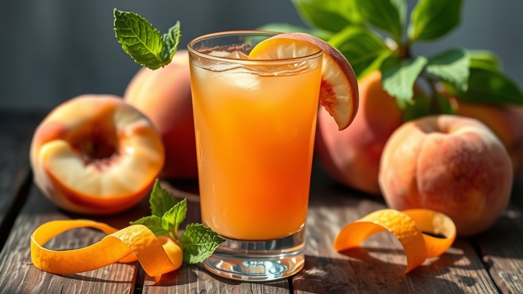 peach margarita with garnishes