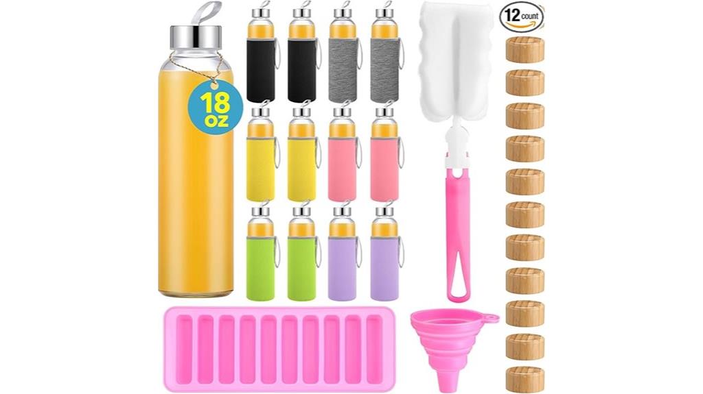 set of 12 glass bottles