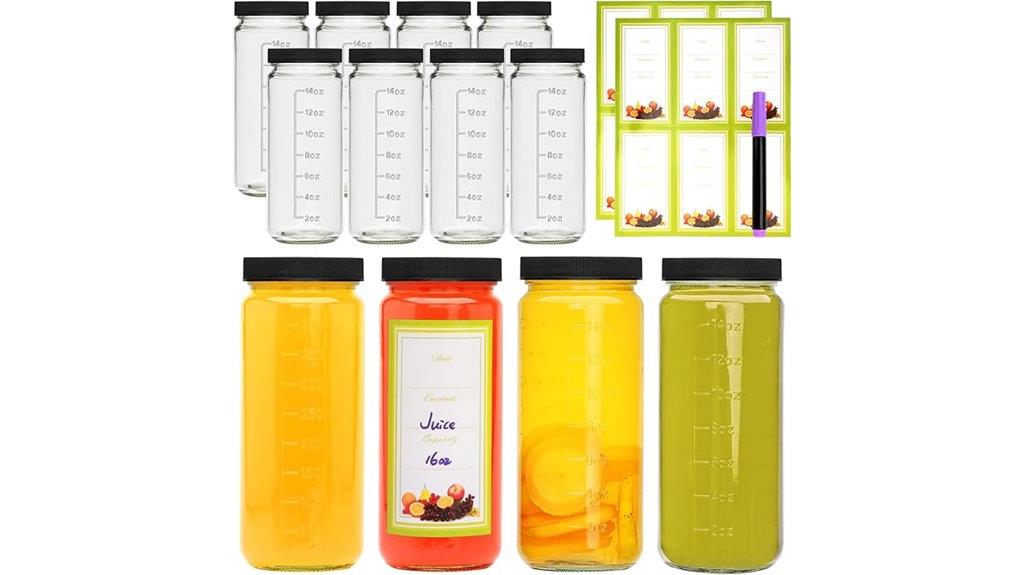 set of 12 glass juice bottles