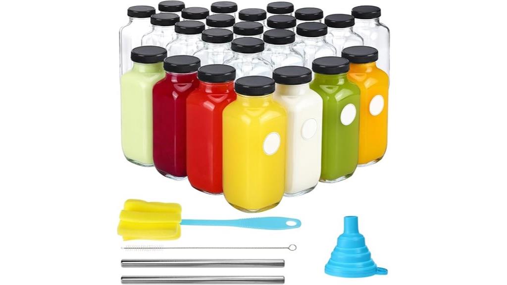 set of 24 glass juice bottles