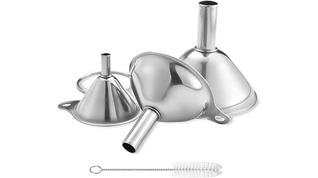 set of 3 stainless steel funnels