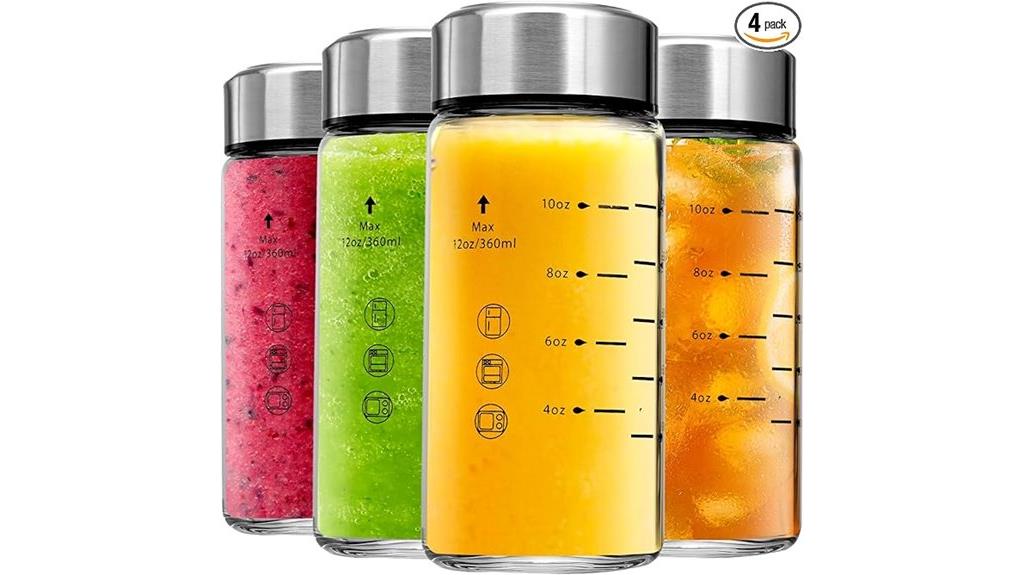 set of four 12oz glass bottles
