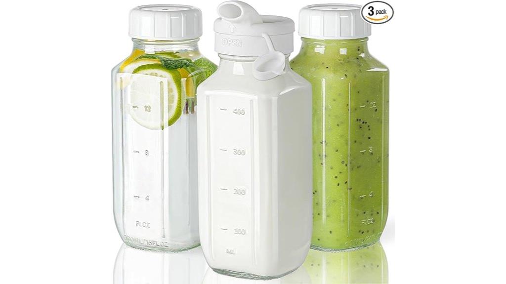 set of three clear glass bottles