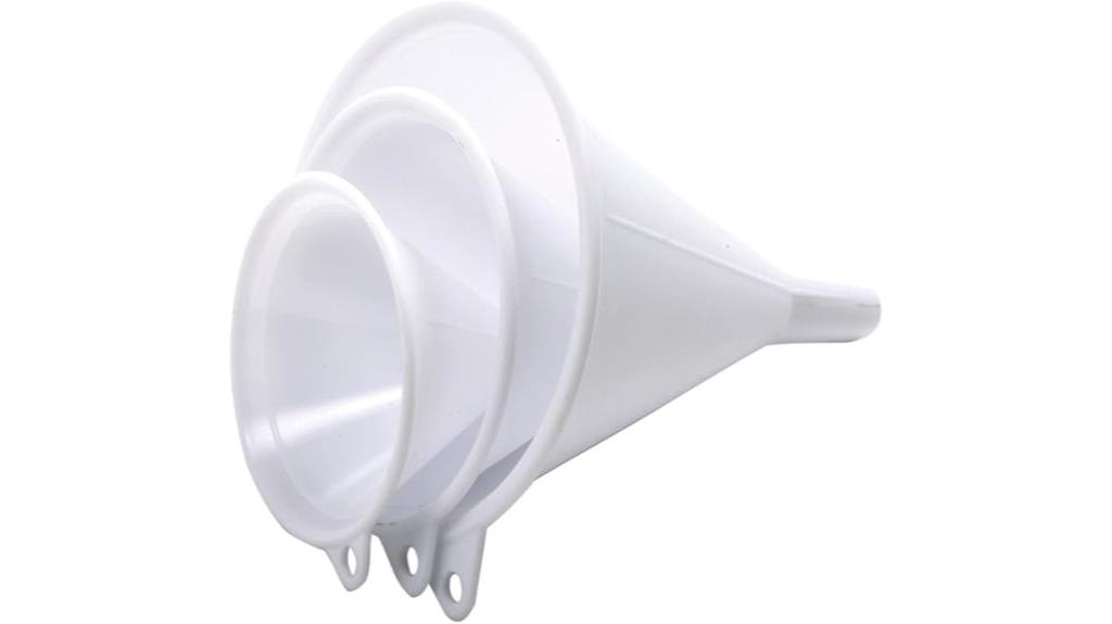 set of three white funnels