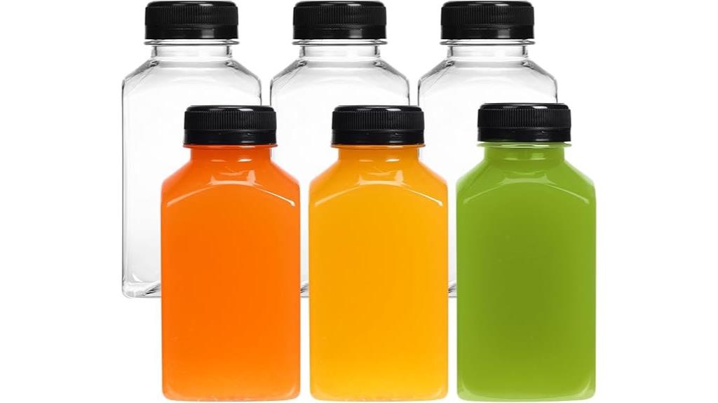 six 10oz plastic bottles