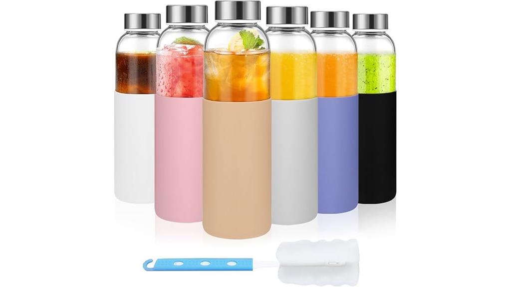 six 18 ounce glass bottles