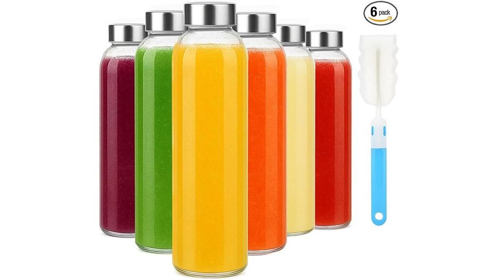 six 18oz glass bottles