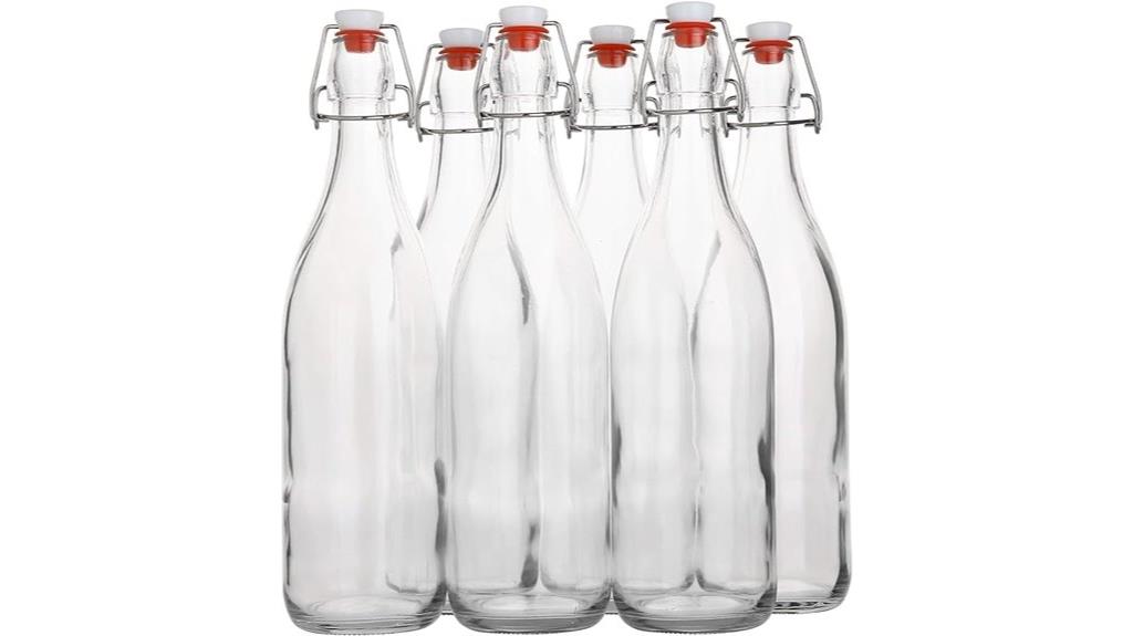 six 1l flip top bottles