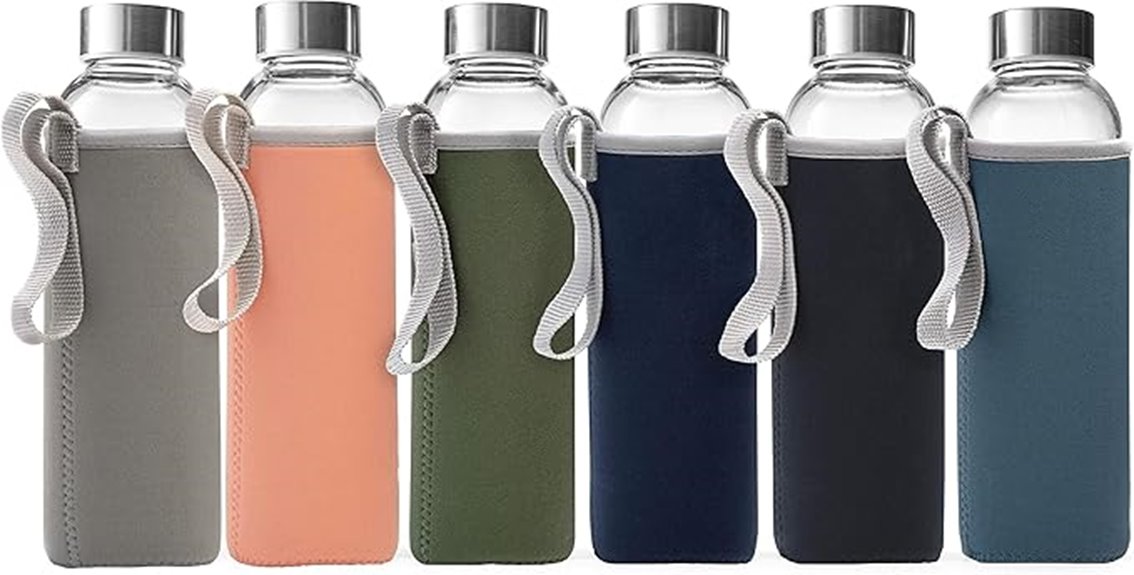 six epica glass bottles