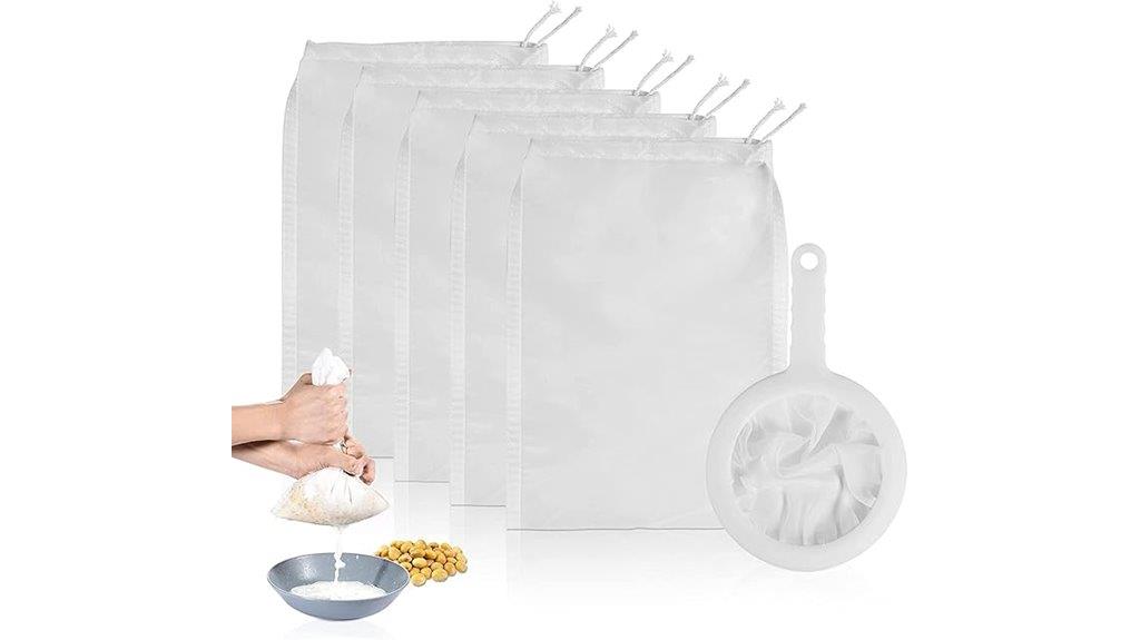 six mesh strainers nut bags