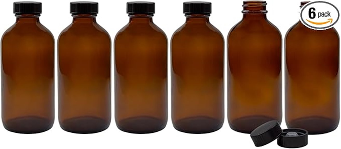 six pack amber glass bottles