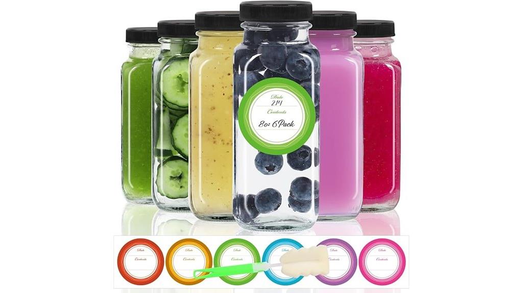 six pack glass juice bottles