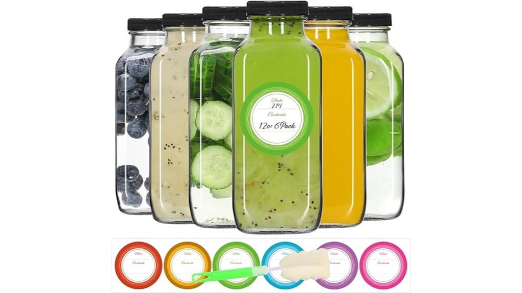 six pack glass juice bottles