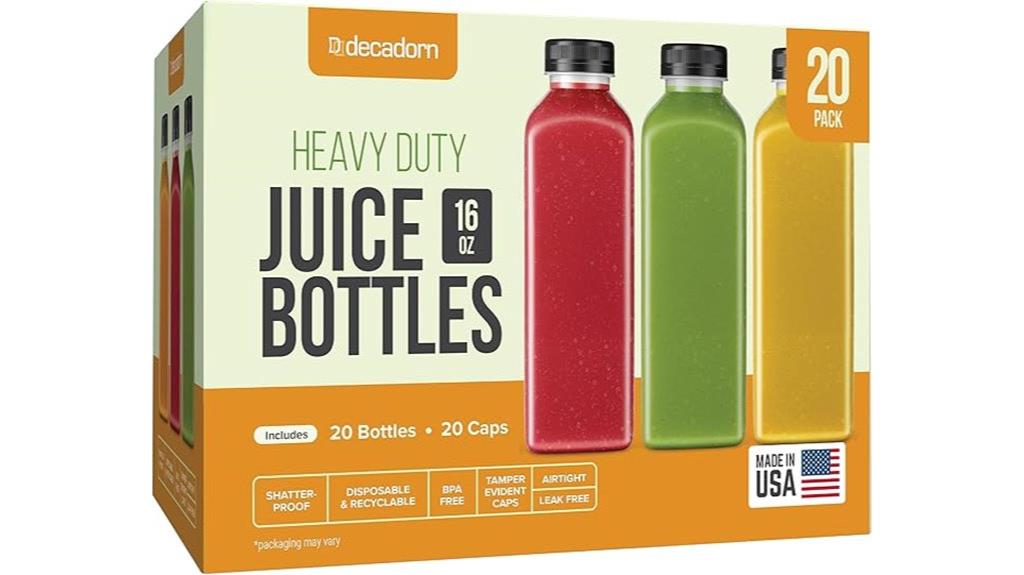 sixteen ounce juice bottles