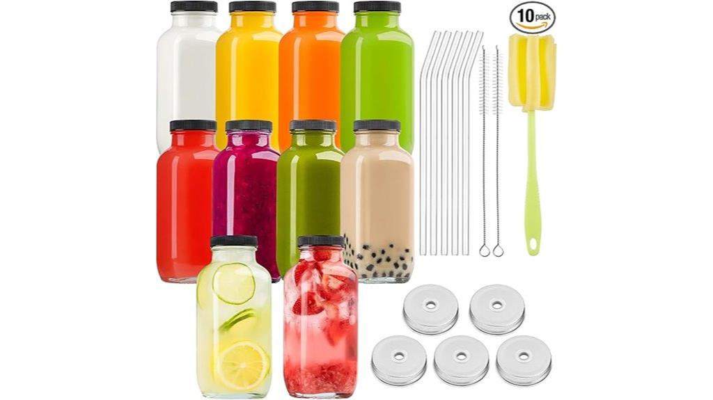 sixteen ounce juice bottles