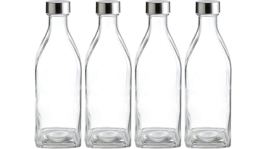 square glass water bottles
