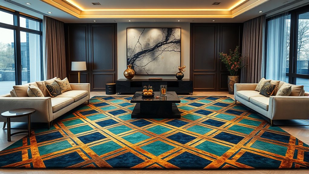 stylish geometric silk rugs