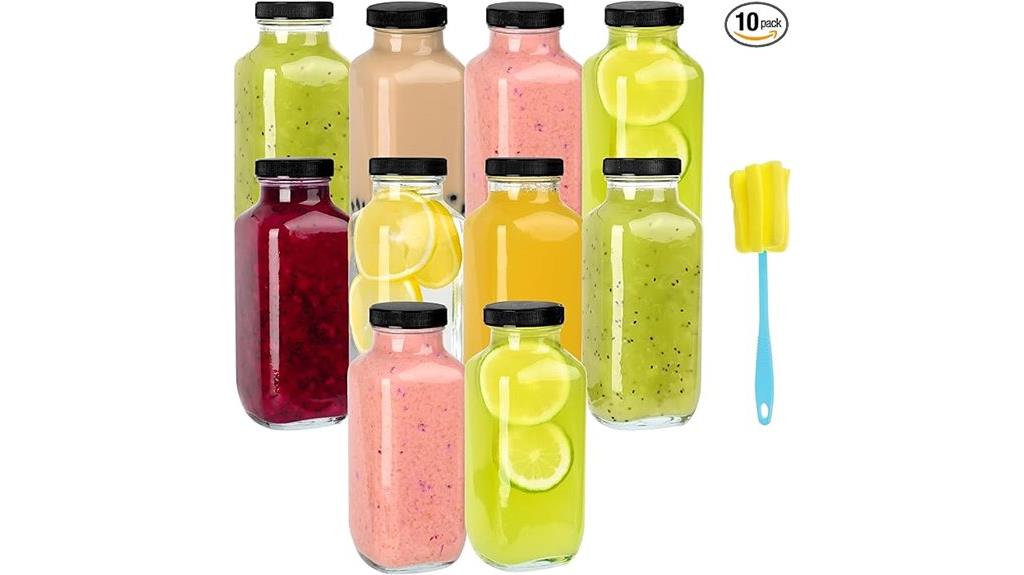 ten 16oz glass bottles