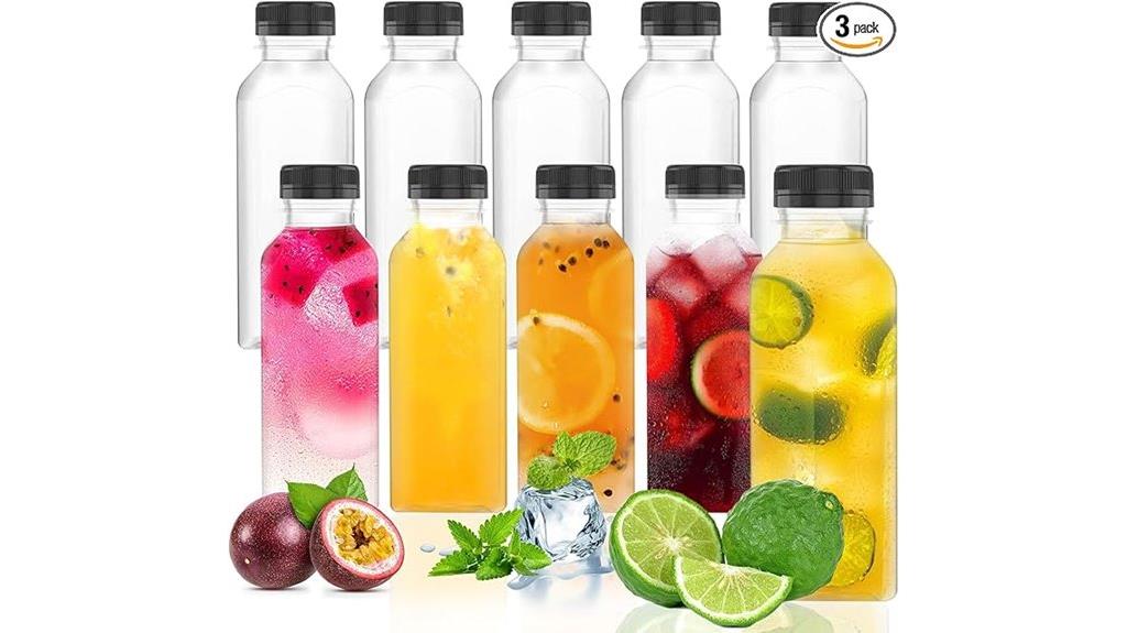 three 17oz plastic bottles